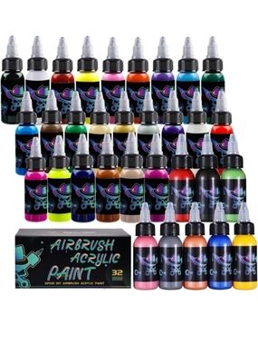 Airbrush Acrylic Paint 32-Color Set